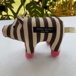 Henri Bendel Brown and White Striped Pig Dog Toy